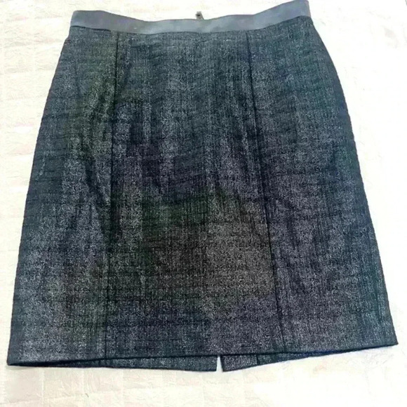 LOFT Tweed Lined Skirt with beautiful silver/grayblue with‎ some sparkle. SZ 6 - Picture 1 of 5